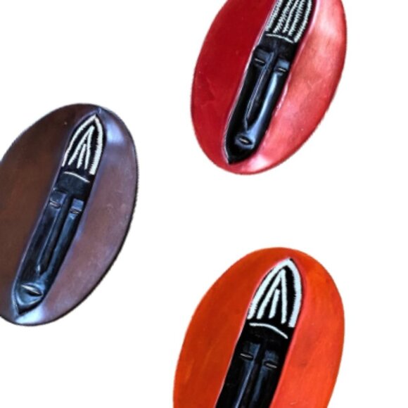 African trinket dishes, set of three earthly strong colours - Picture 10 of 11
